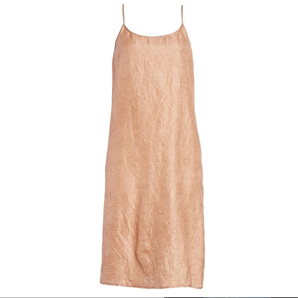 New w/Tags - Eileen Fisher Lightweight Crushed Silk Cami Slipdress, Toffee, Lrg - Picture 4 of 13